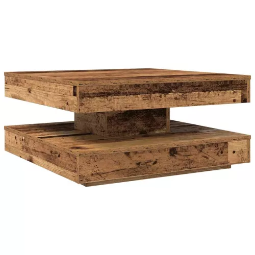 Antik fa dohányzóasztal 360 fokban forgatható 70x70x34,5 cm