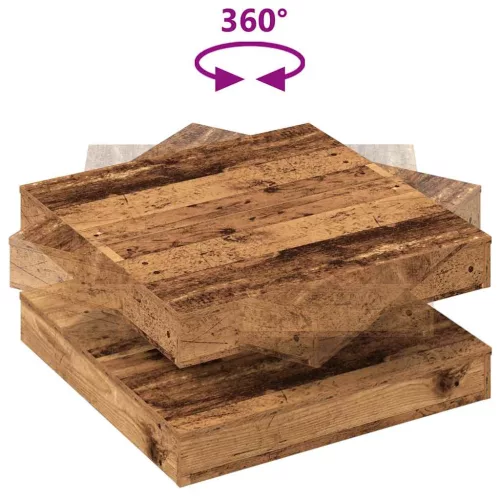 Antik fa dohányzóasztal 360 fokban forgatható 70x70x34,5 cm