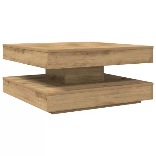 Kézművestölgy dohányzóasztal 360 fokban forgatható 70x70x34,5cm
