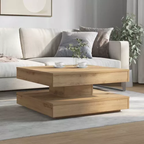 Kézművestölgy dohányzóasztal 360 fokban forgatható 70x70x34,5cm
