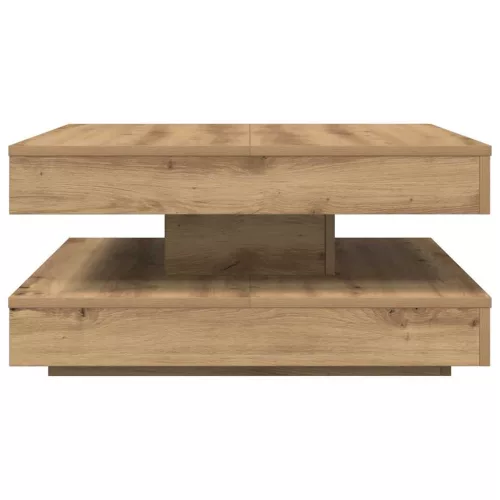 Kézművestölgy dohányzóasztal 360 fokban forgatható 70x70x34,5cm
