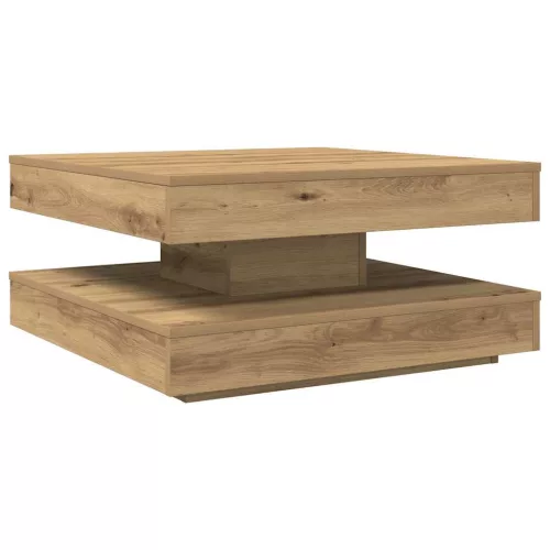 Kézművestölgy dohányzóasztal 360 fokban forgatható 70x70x34,5cm