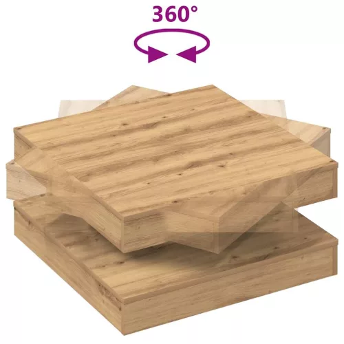 Kézművestölgy dohányzóasztal 360 fokban forgatható 70x70x34,5cm