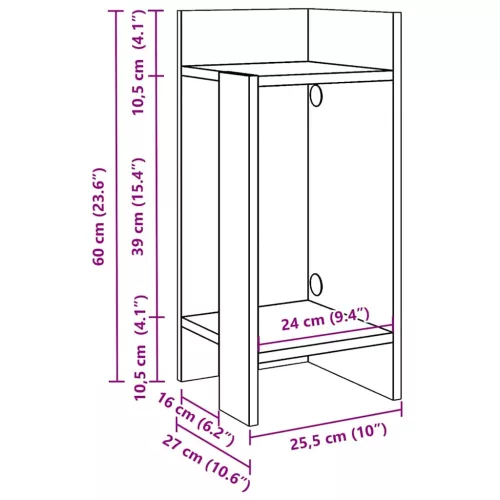 Fehér kisasztal polccal 25,5 x 27 x 60 cm
