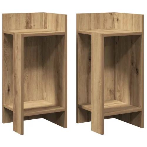 2 db kézműves tölgyszínű kisasztal polccal 25,5 x 27 x 60 cm
