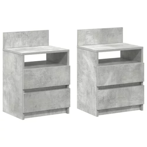 2 db betonszürke éjjeliszekrény 2 fiókkal 40x33x60 cm