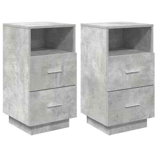 2 db betonszürke éjjeliszekrény 2 fiókkal 36x36x68 cm