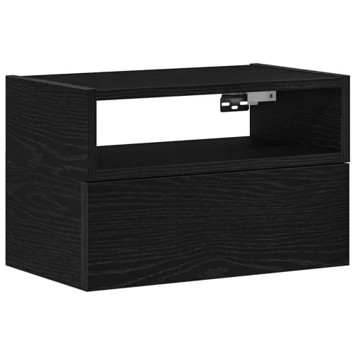 Fekete falra szerelhető éjjeliszekrény 45 x 26 x 28,5 cm