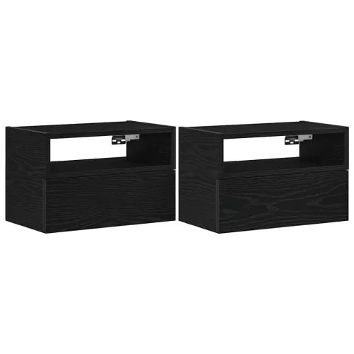 2 db fekete falra szerelhető éjjeliszekrény 45 x 26 x 28,5 cm