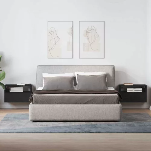 2 db fekete falra szerelhető éjjeliszekrény 45 x 26 x 28,5 cm