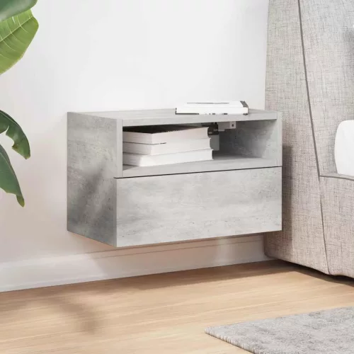 Betonszürke falra szerelhető éjjeliszekrény 45 x 26 x 28,5 cm