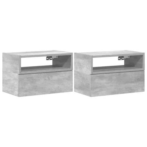 2 db betonszürke falra szerelhető éjjeliszekrény 45x26x28,5 cm