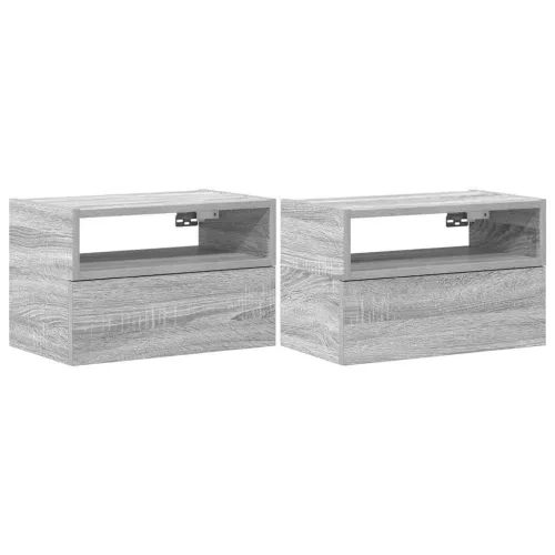 2 db szürke sonoma színű fali éjjeliszekrény 45 x 26 x 28,5 cm