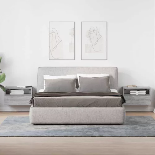 2 db szürke sonoma színű fali éjjeliszekrény 45 x 26 x 28,5 cm
