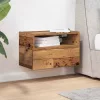 Antik fa színű falra szerelhető éjjeliszekrény 45x26x28,5 cm