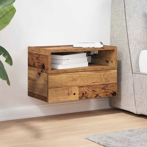 Antik fa színű falra szerelhető éjjeliszekrény 45x26x28,5 cm