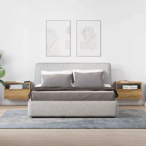 2 db kézműves tölgy fali szerelhető éjjeliszekrény 45x26x28,5cm
