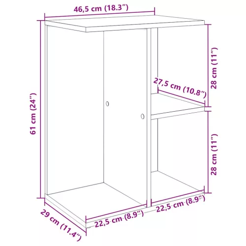 Éjjeliszekrény fekete tölgy 46,5x29x61 cm gépelt fa