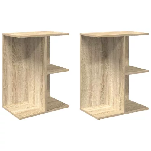 2 db sonoma tölgy színű szerelt fa éjjeliszekrény 46,5x29x61 cm