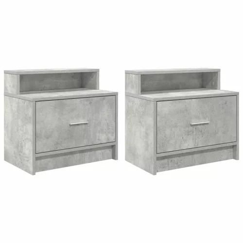 2 db betonszürke éjjeliszekrény fiókkal 51 x 31 x 47 cm