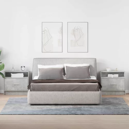 2 db betonszürke éjjeliszekrény fiókkal 51 x 31 x 47 cm