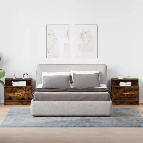 Éjjeliszekrények fiókos 2 db füstölt tölgy 51 x 31 x 47 cm