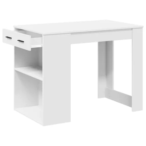 Íróasztal fiókkal és polccal fehér 102x62x77,5 cm gépelt fa