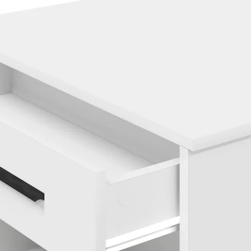 Íróasztal fiókkal és polccal fehér 102x62x77,5 cm gépelt fa