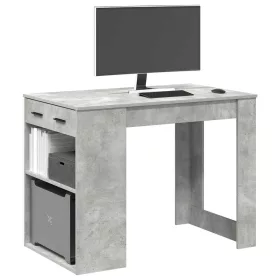   Íróasztal fiókkal és polccal betonszürke 102x62x77,5 cm műfa