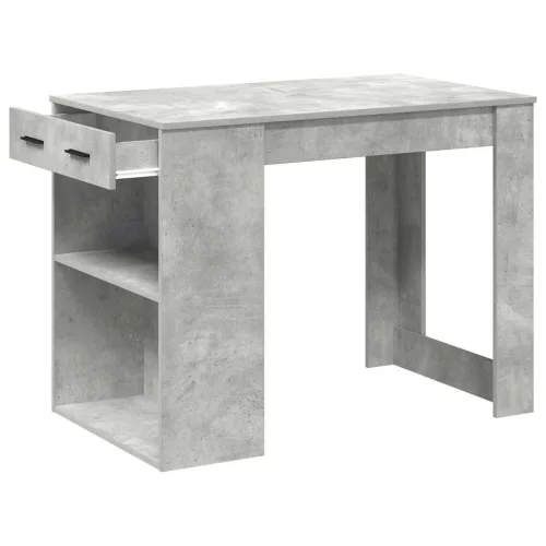 Íróasztal fiókkal és polccal betonszürke 102x62x77,5 cm műfa