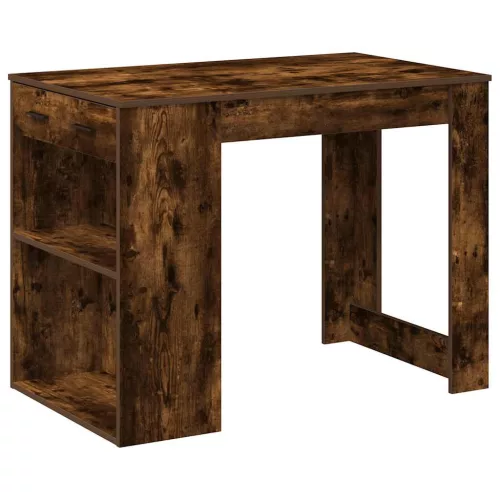 Íróasztal fiókkal és polccal füstölt tölgy 102x62x77,5 cm