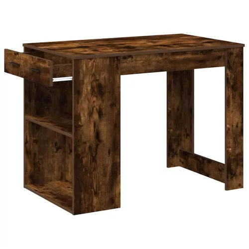 Íróasztal fiókkal és polccal füstölt tölgy 102x62x77,5 cm
