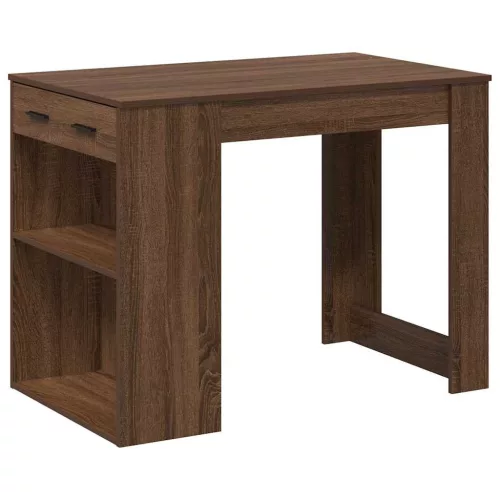 Íróasztal fiókkal polccal barna tölgy 102x62x77,5 cm gépelt fa