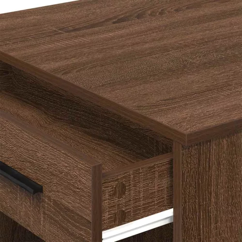 Íróasztal fiókkal polccal barna tölgy 102x62x77,5 cm gépelt fa