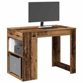   Íróasztal fiókkal és polccal régi fa 102x62x77,5 cm gépelt fa