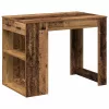 Íróasztal fiókkal és polccal régi fa 102x62x77,5 cm gépelt fa