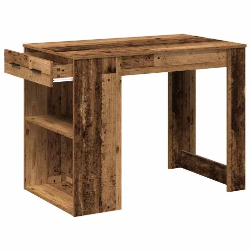 Íróasztal fiókkal és polccal régi fa 102x62x77,5 cm gépelt fa