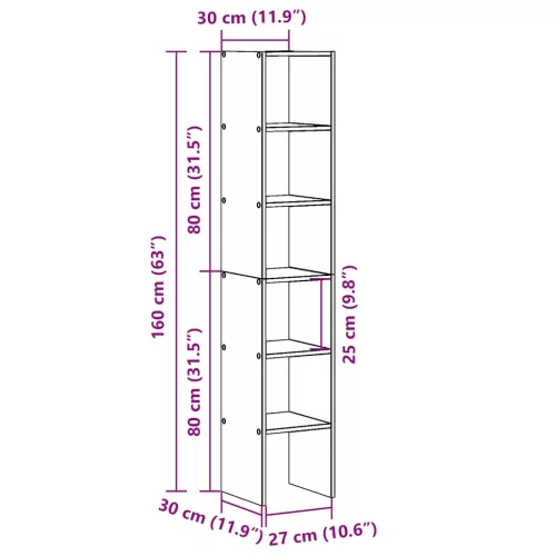2 db betonszürke szerelt fa könyvespolcok halmozható 30x30x80cm