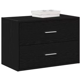   Fekete tölgy szerelt fa szekrény 2 fiókkal 60 x 31 x 40 cm