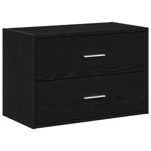Fekete tölgy szerelt fa szekrény 2 fiókkal 60 x 31 x 40 cm