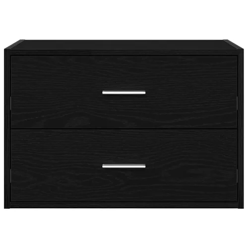 Fekete tölgy szerelt fa szekrény 2 fiókkal 60 x 31 x 40 cm