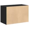 Fekete tölgy szerelt fa szekrény 2 fiókkal 60 x 31 x 40 cm