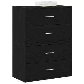  2 db fekete tölgy szerelt fa szekrény 2 fiókkal 60 x 31 x 40 cm