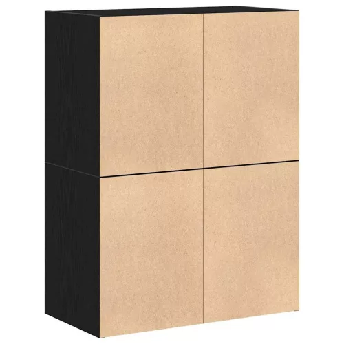 2 db fekete tölgy szerelt fa szekrény 2 fiókkal 60 x 31 x 40 cm