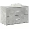 Betonszürke szerelt fa szekrény 2 fiókkal 60 x 31 x 40 cm