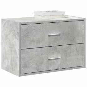Betonszürke szerelt fa szekrény 2 fiókkal 60 x 31 x 40 cm