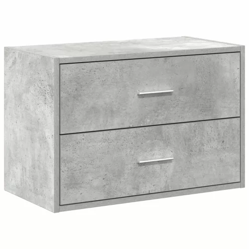 Betonszürke szerelt fa szekrény 2 fiókkal 60 x 31 x 40 cm