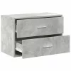 Betonszürke szerelt fa szekrény 2 fiókkal 60 x 31 x 40 cm