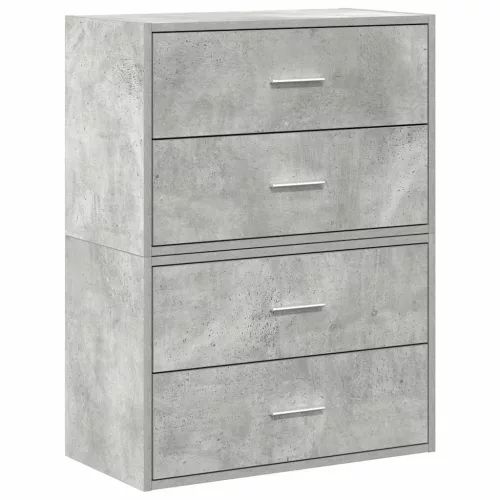Szekrények 2 fiókkal 2 db betonszürke 60x31x40 cm gépelt fa