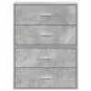Szekrények 2 fiókkal 2 db betonszürke 60x31x40 cm gépelt fa